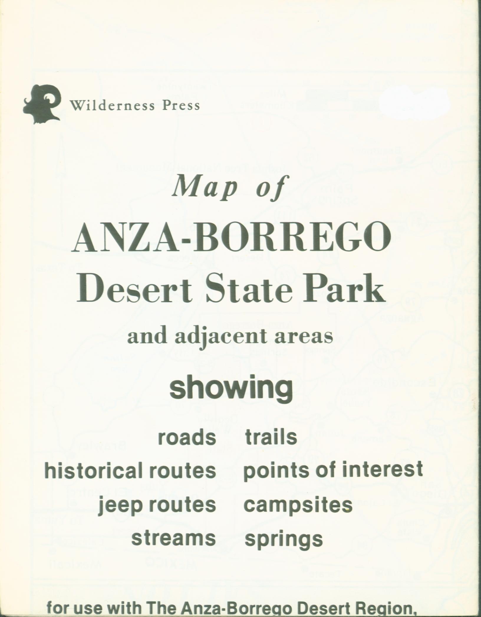 MAP OF ANZA-BORREGO DESERT STATE PARK and adjacent areas.